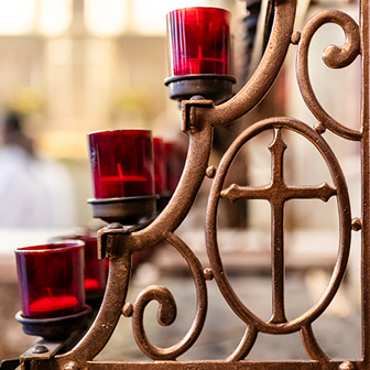 candle rack at the Shrine